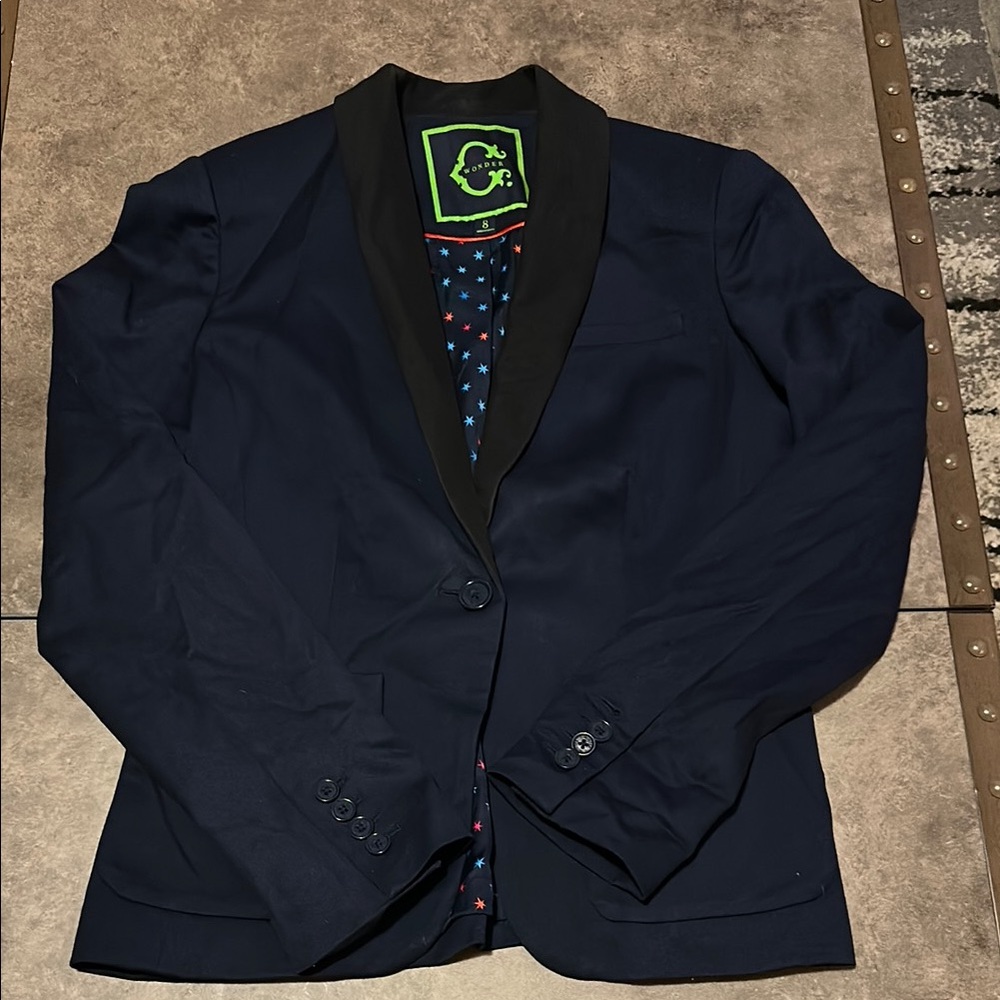 Men's Navy Blazer with Black Lapel